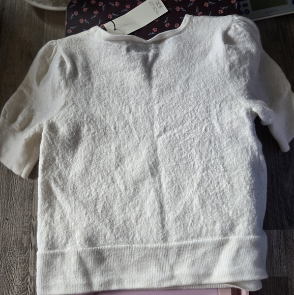 Rachel Zoe Girls NWT White 100% Extrafine Merino Wool Puff Sleeve Sweater M - Picture 7 of 9